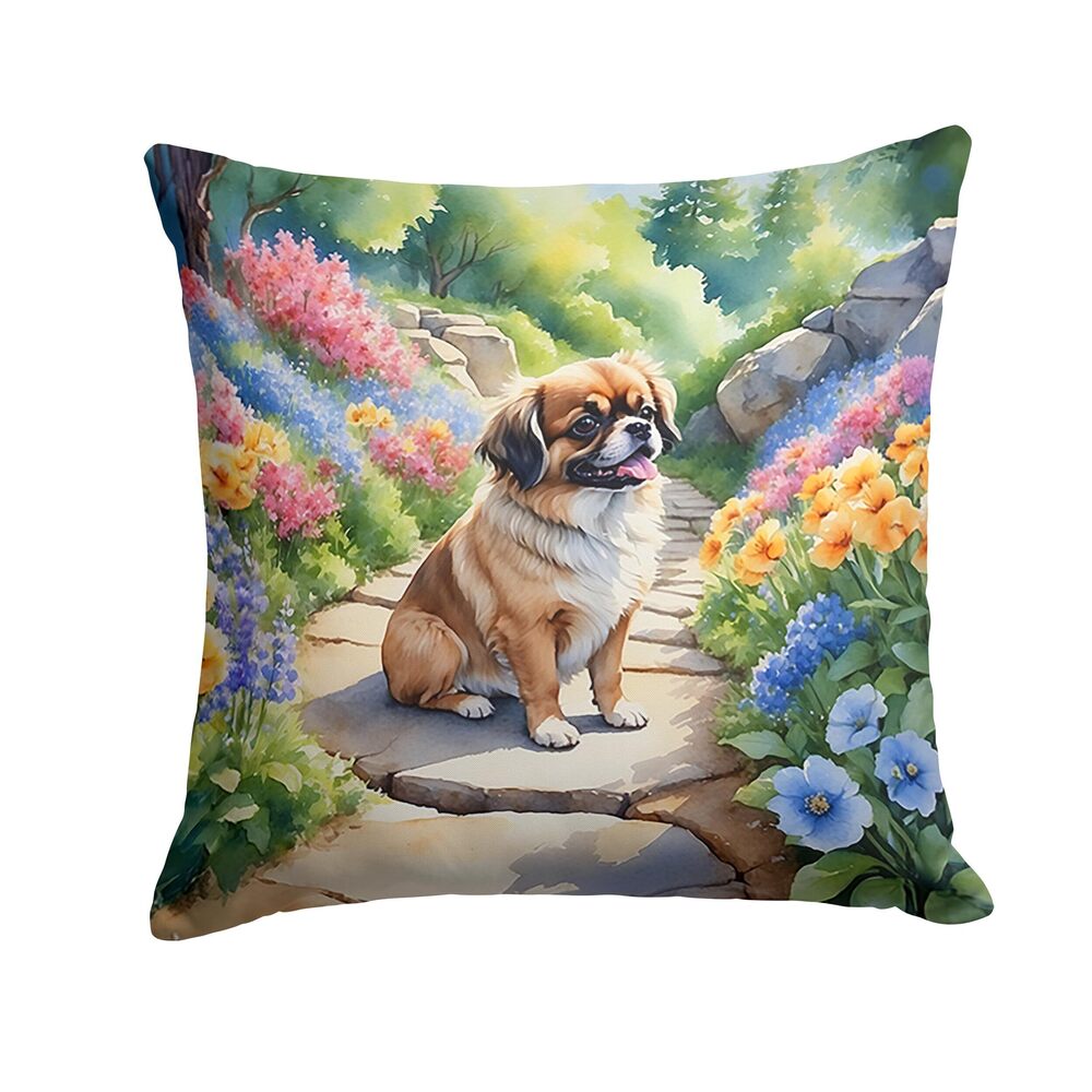 7417 Spring Path Throw Pillow, 18Hx18W, Tibetan Spaniel 6725
